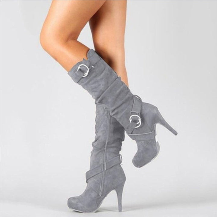 Dottie | Women's Ring Buckle Knee High Chelsea Boots