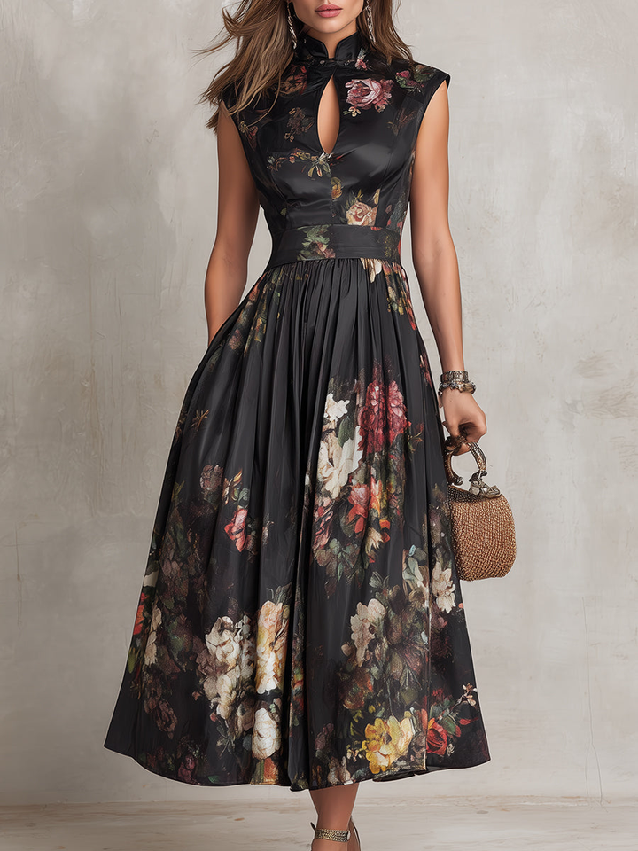 Aurore | Women High Neck Floral Wedding Guest Dress
