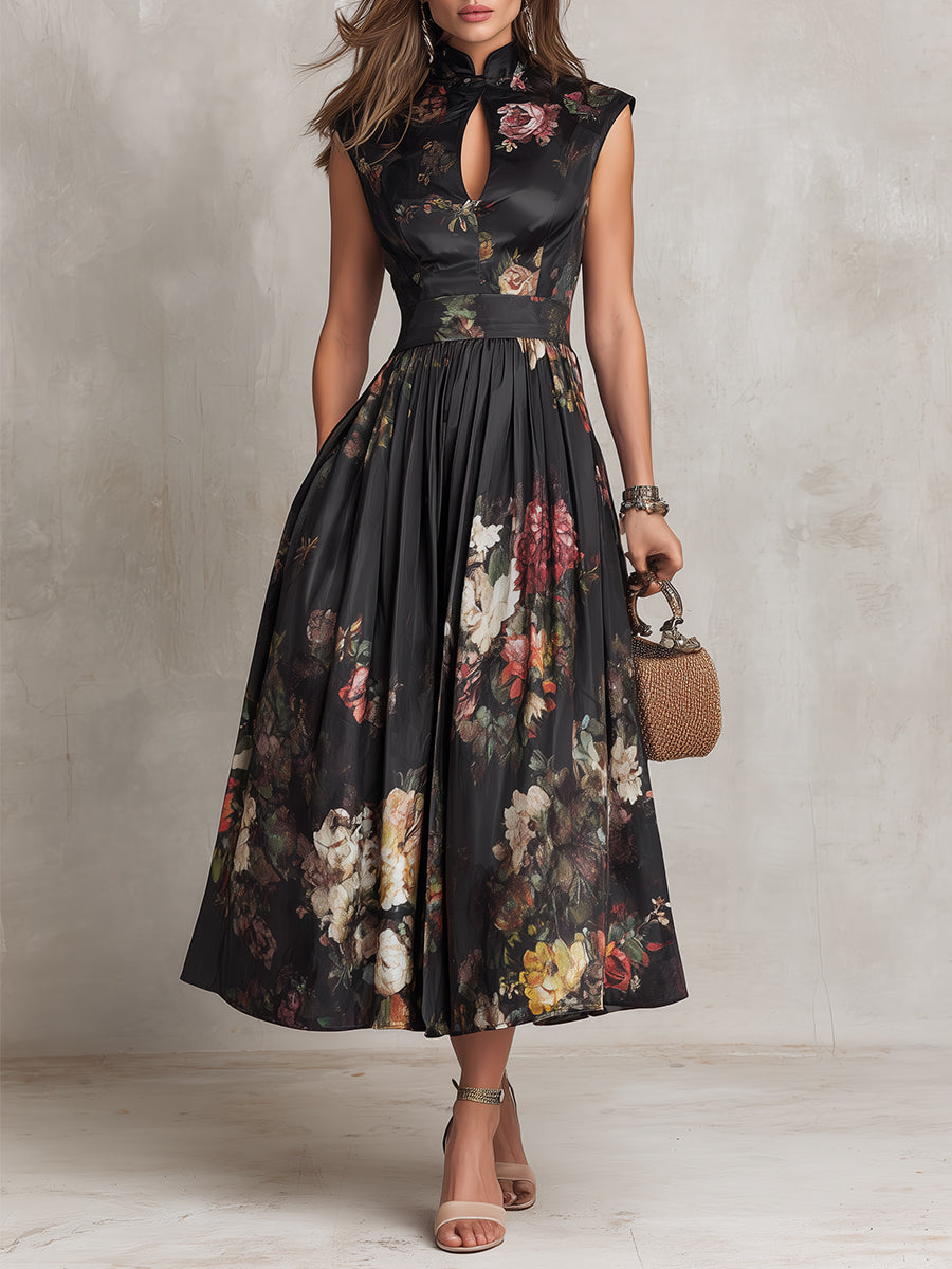 Aurore | Women High Neck Floral Wedding Guest Dress