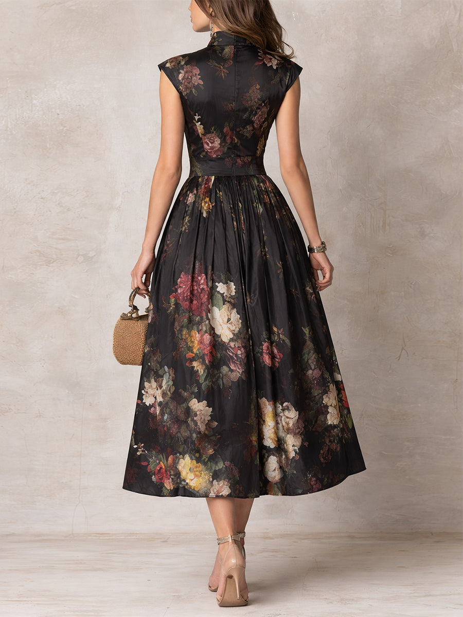 Aurore | Women High Neck Floral Wedding Guest Dress