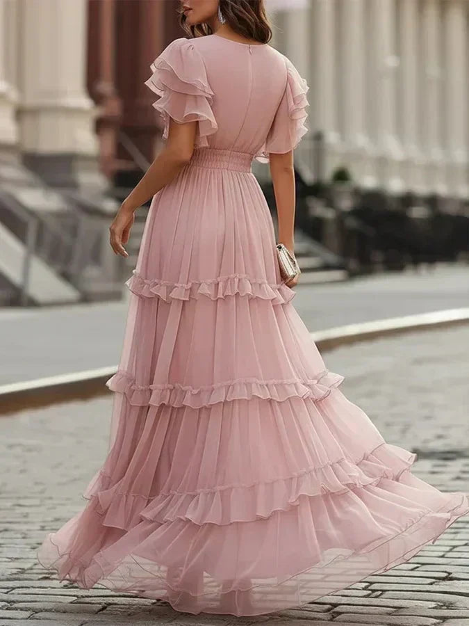 Rhonwen | Women Pleated Tier Pink Dress