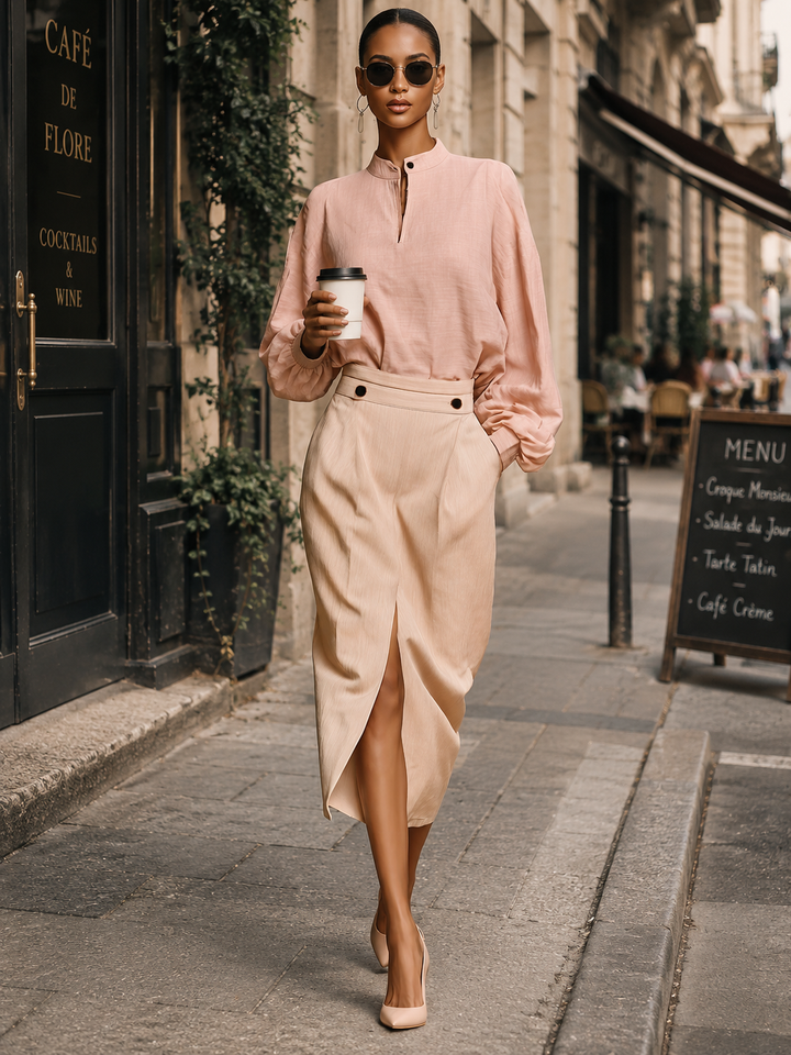 Una | Women's Blush High Waisted Casual Two Piece Set