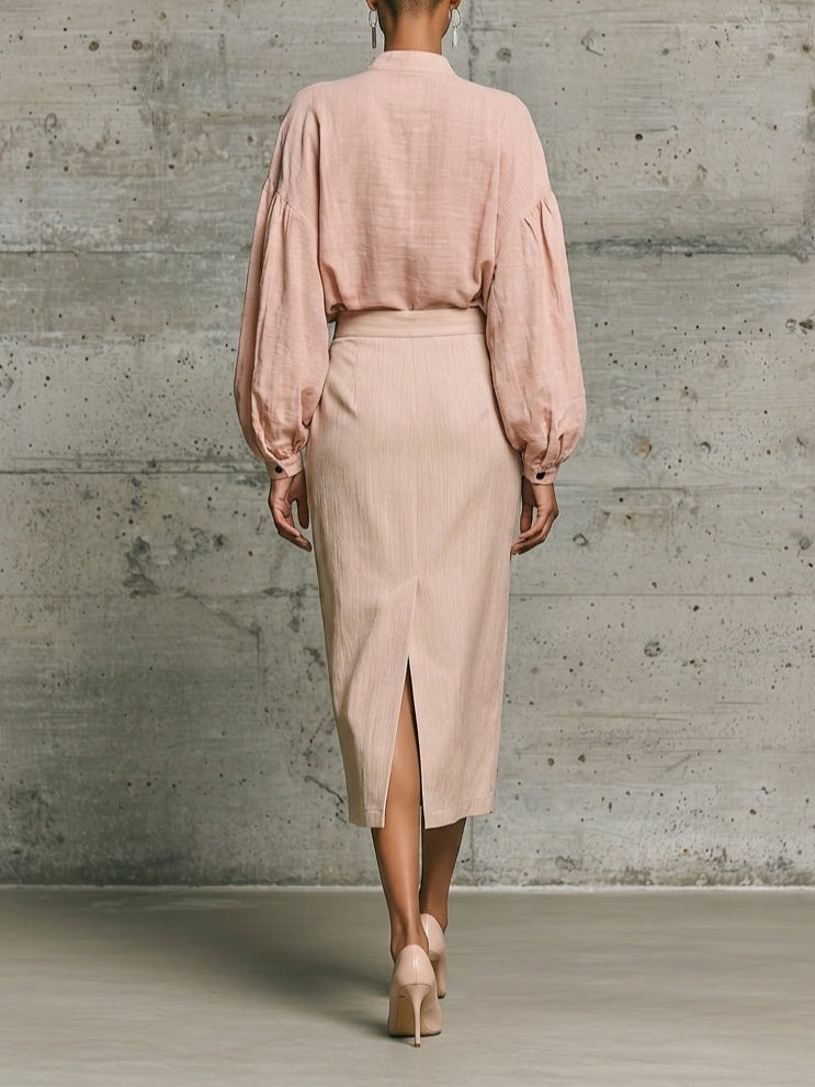 Una | Women's Blush High Waisted Casual Two Piece Set