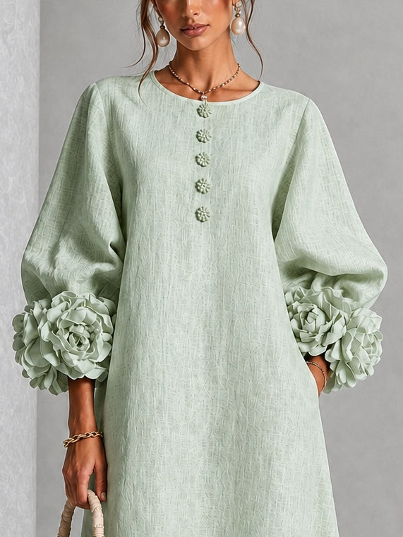 Hester | Women's Sage Modest Fall Winter Mother Of The Bride Wedding Guest Dress