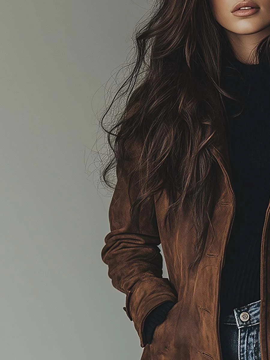 Gwawr | Women Suede Look Trench Coat