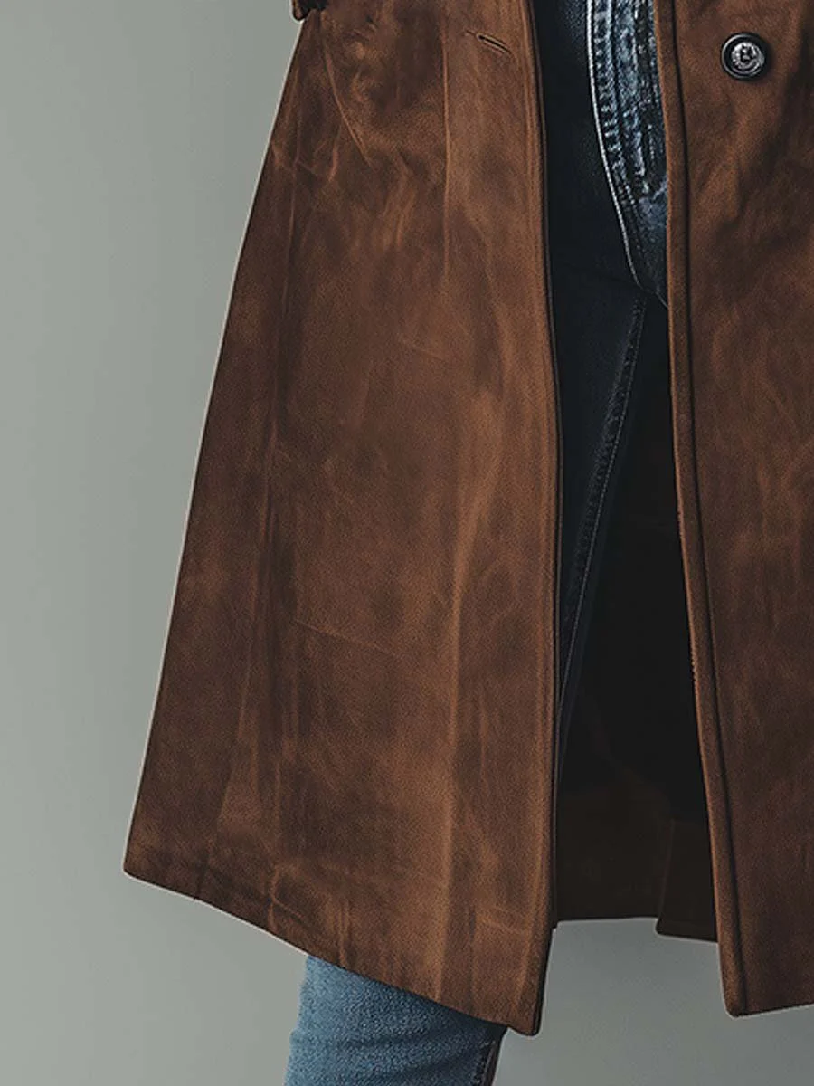 Gwawr | Women Suede Look Trench Coat