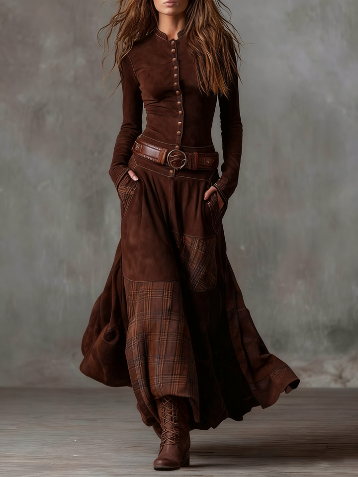 Junia | Women Button Front Long Sleeve Maxi Dress