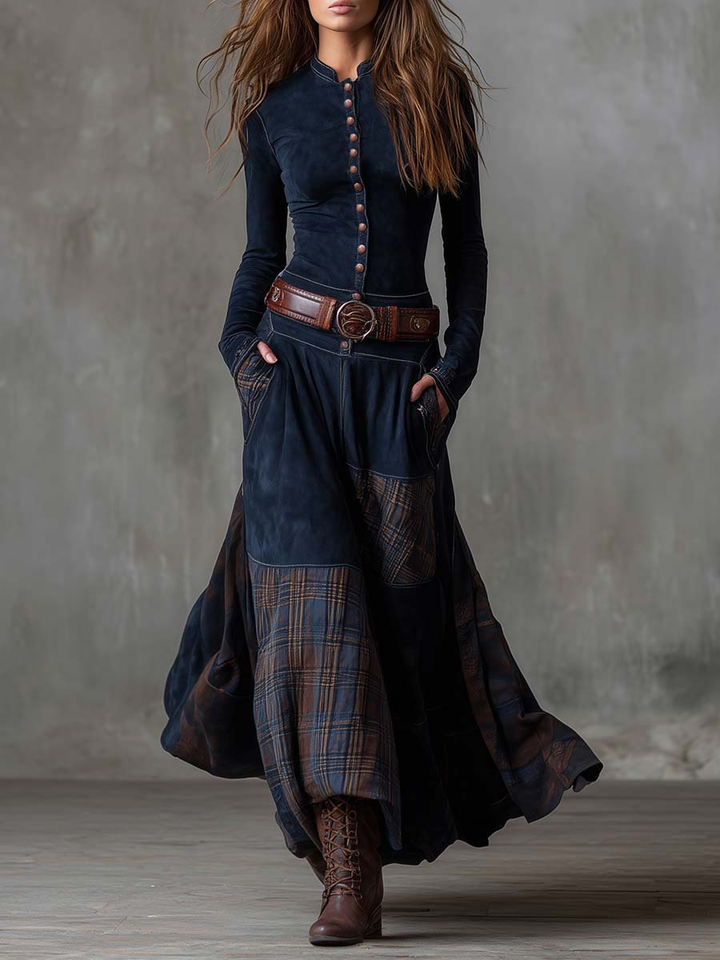 Junia | Women Button Front Long Sleeve Maxi Dress