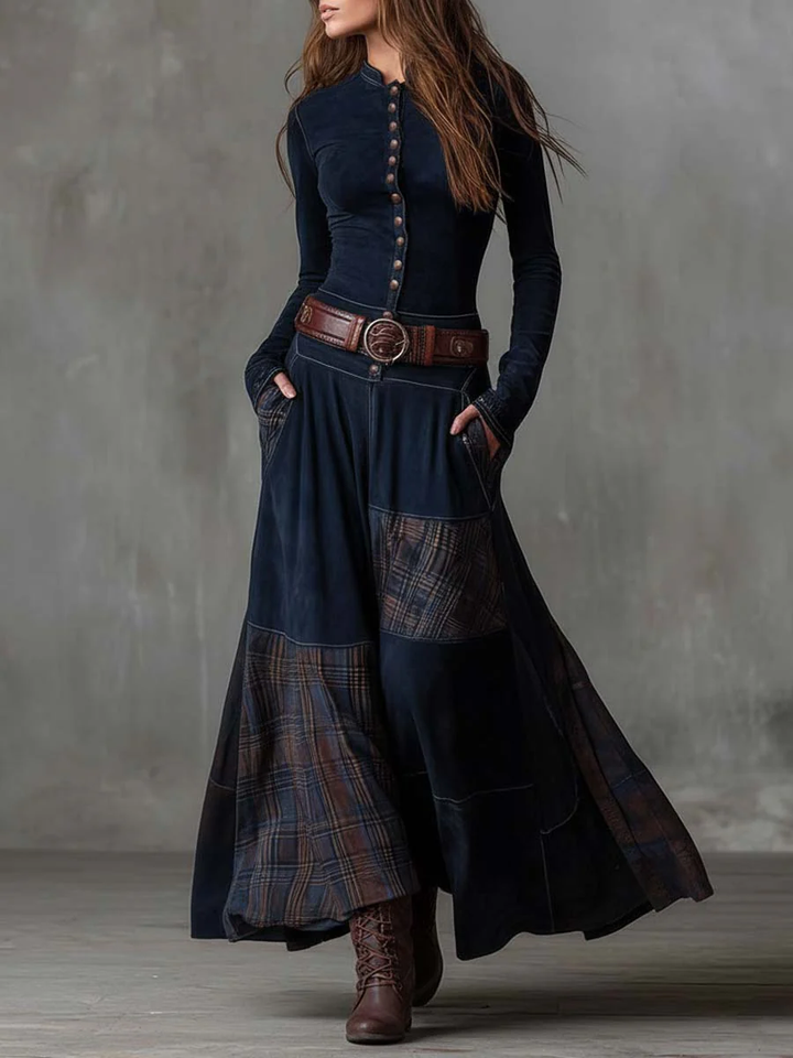 Junia | Women Button Front Long Sleeve Maxi Dress