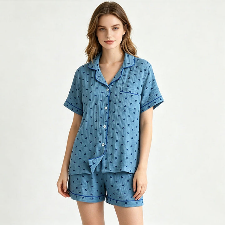 Drew | Women's Cotton Button Front Casual Pajama Set