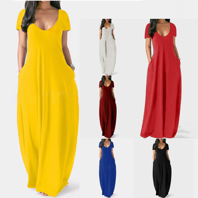 Hilda | Women V Neck Pocket Maxi Dress