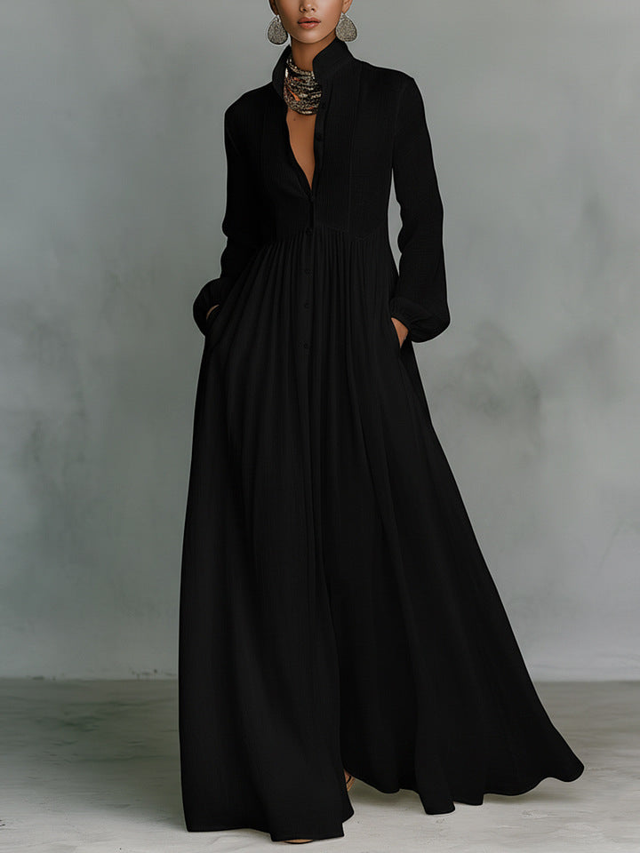 Eowyn | Women Collar Pocket Long Sleeve Dress