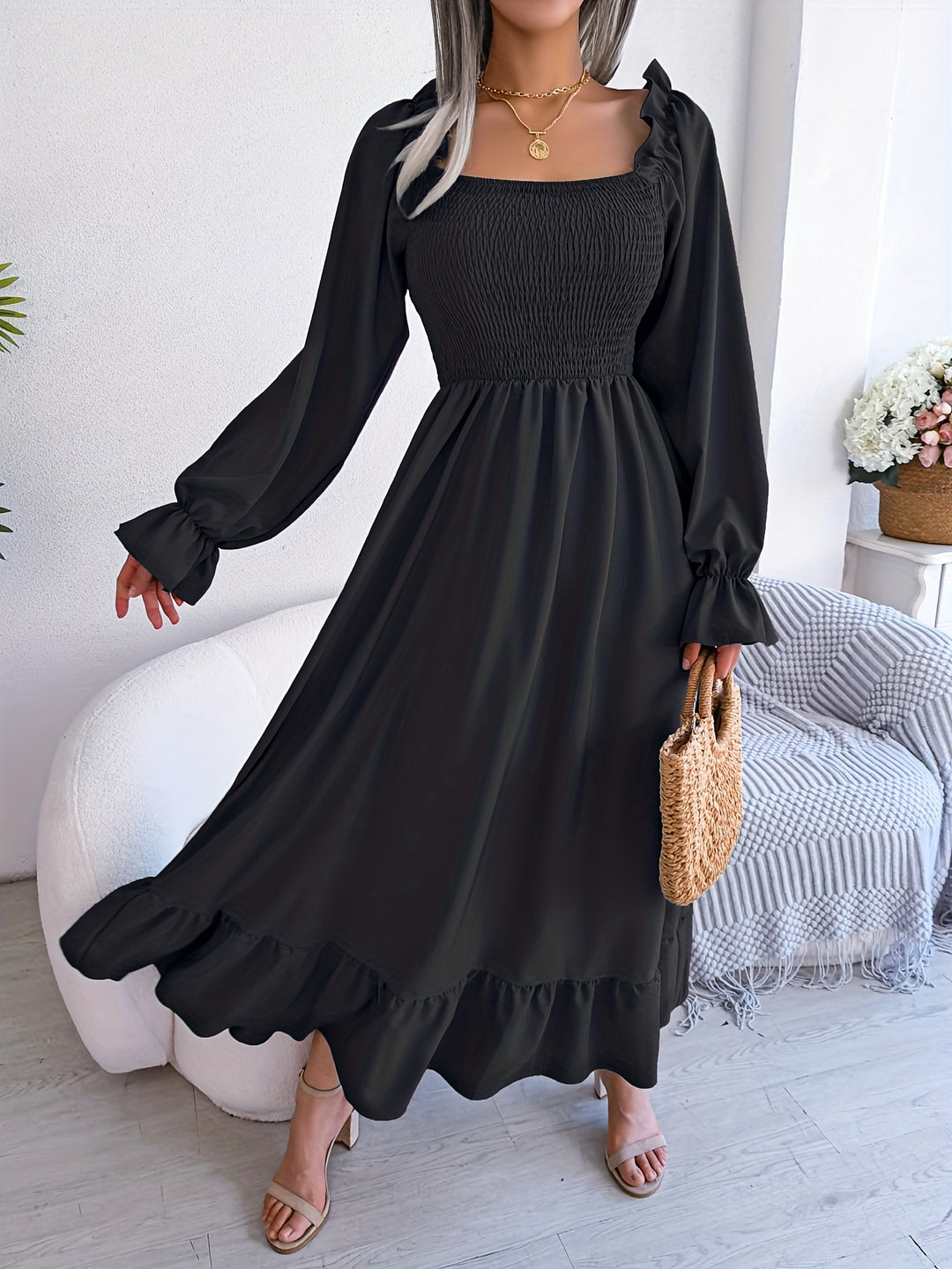Yasmin | Women's Wedding Guest Smocked Midi Dress