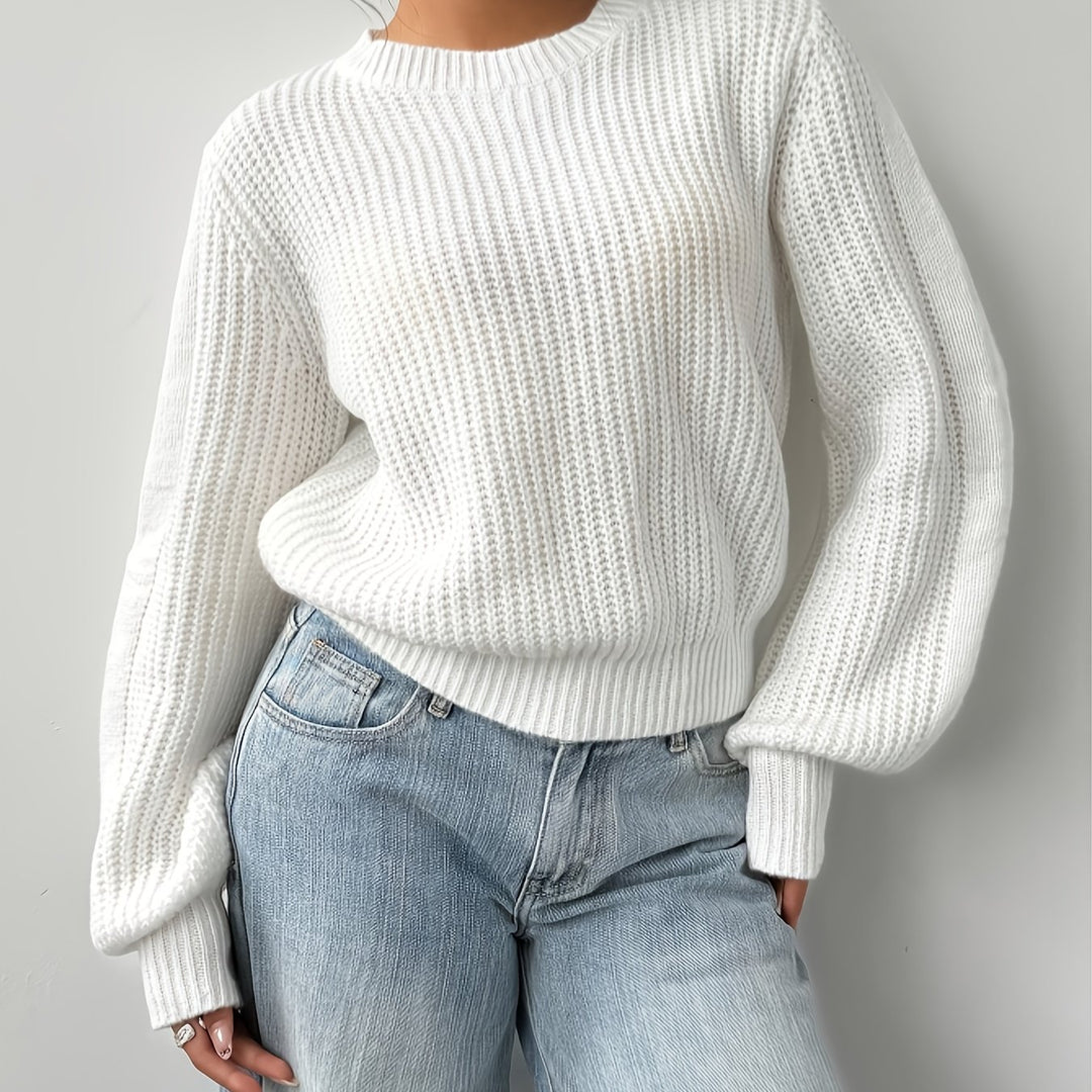 Leslie | Women's White Casual Knit Sweater