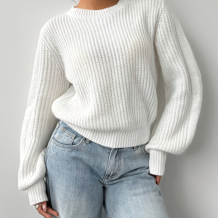 Leslie | Women's White Casual Knit Sweater