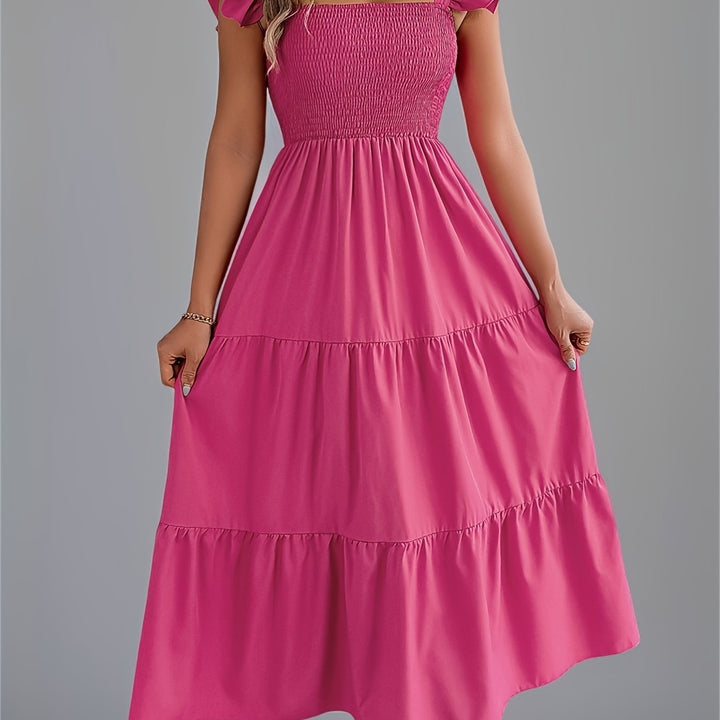 Iris | Women's Wedding Guest Tiered Midi Dress