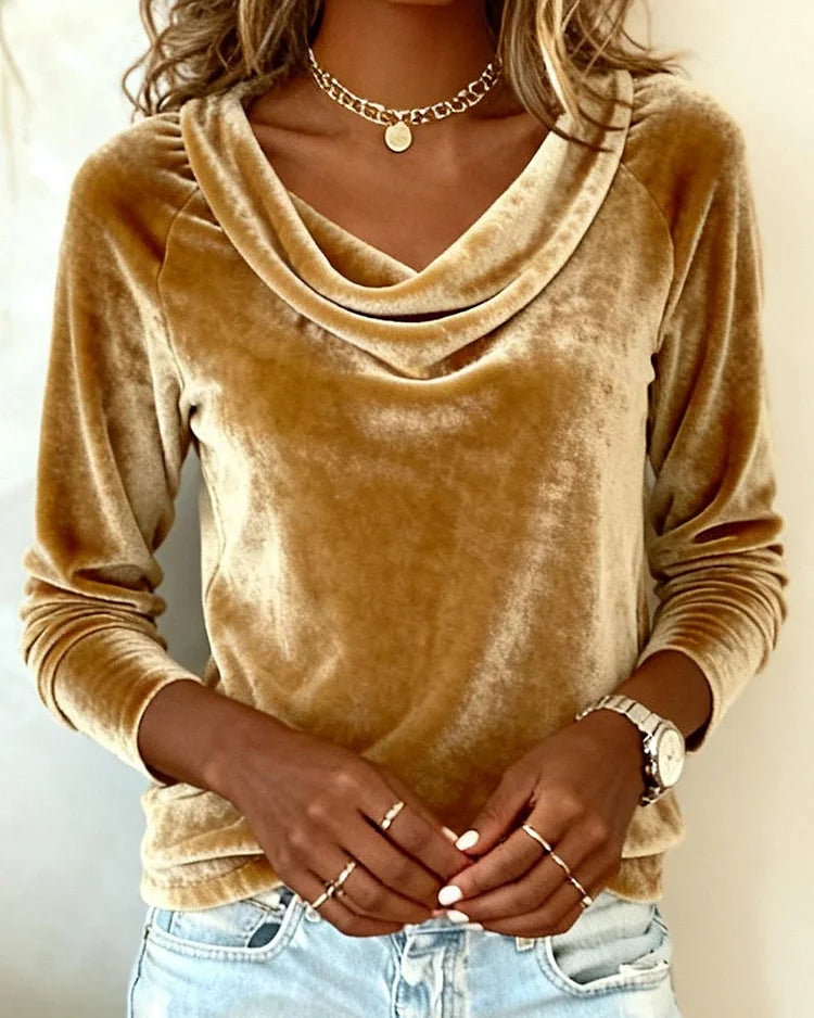 Nimue | Women Velvet Cowl Neck Blouse