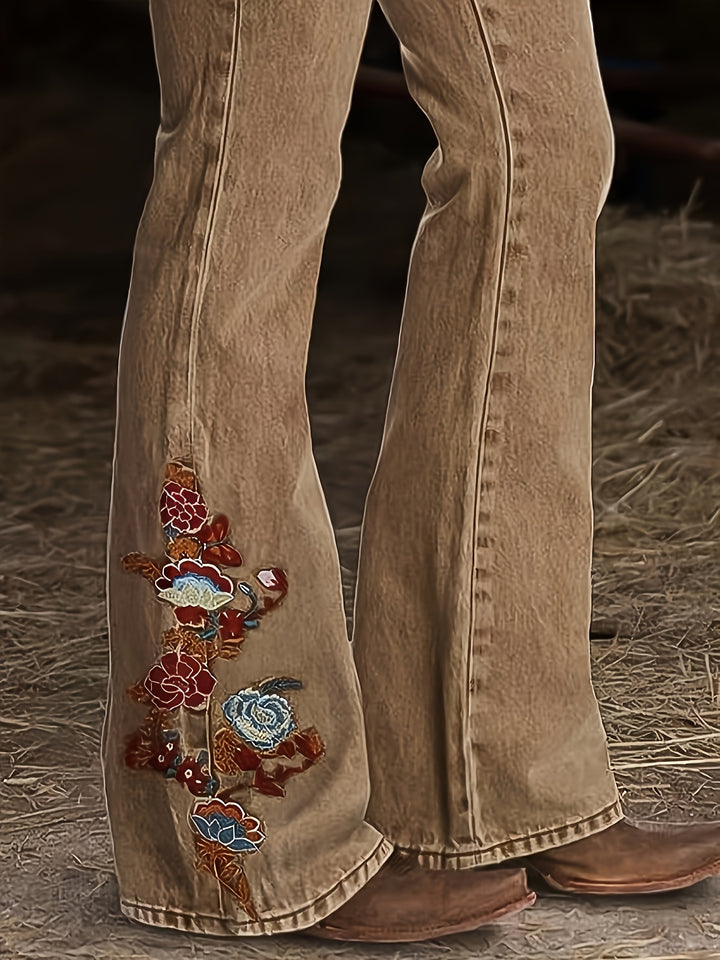 Matilda | Women's Floral Pockets Casual Denim Relaxed Jeans