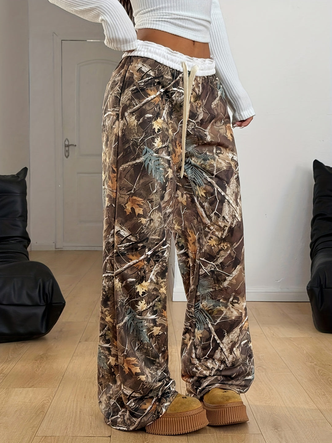 Stylish Camo Knit Pants for Women with Plus Size Style