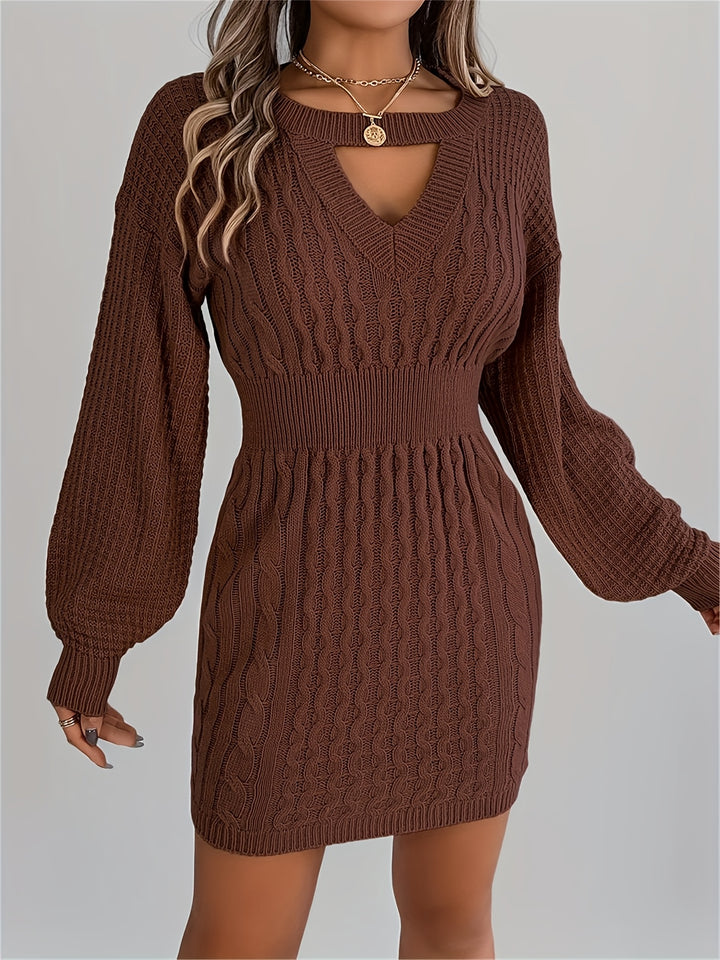 Catherine | Women's Knit Crew Neck Long Sleeve Evening Gown