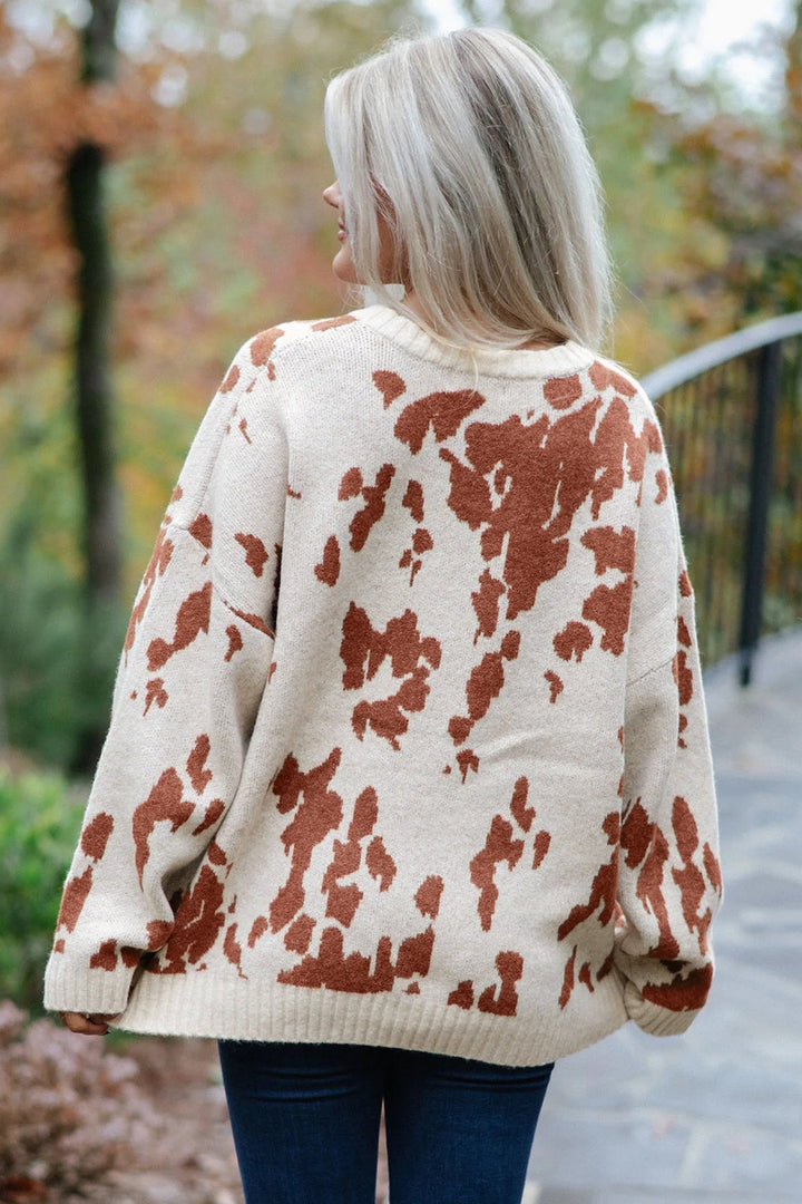 Thomasina | Women Spot Print Crew Sweater