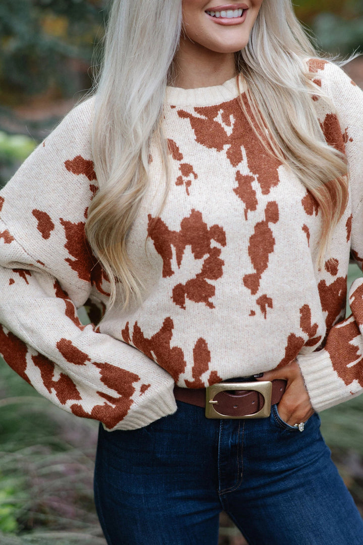 Thomasina | Women Spot Print Crew Sweater