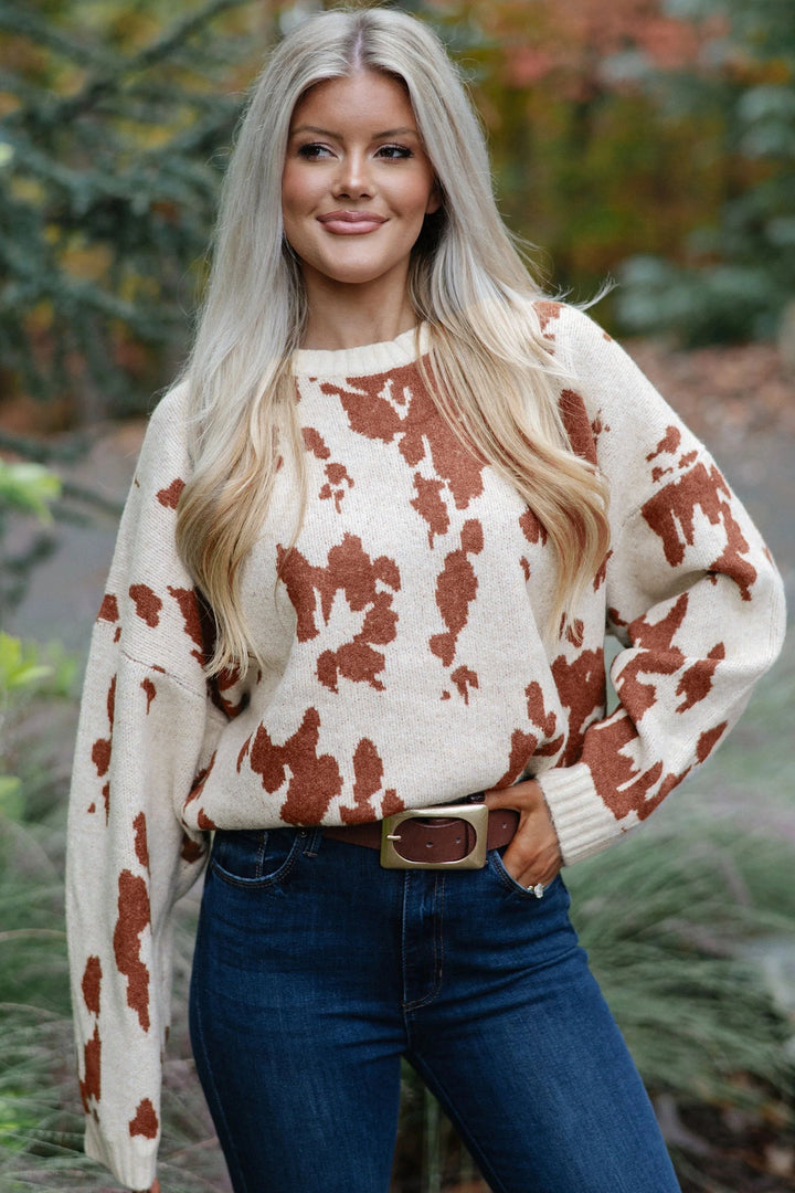 Thomasina | Women Spot Print Crew Sweater