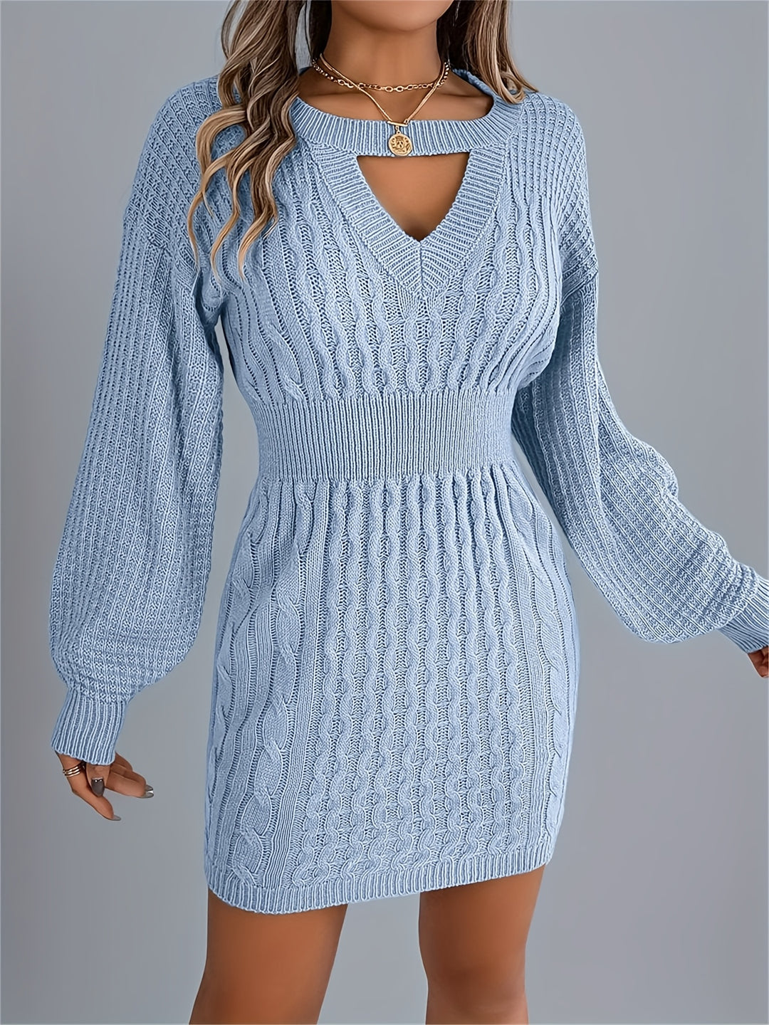 Catherine | Women's Knit Crew Neck Long Sleeve Evening Gown