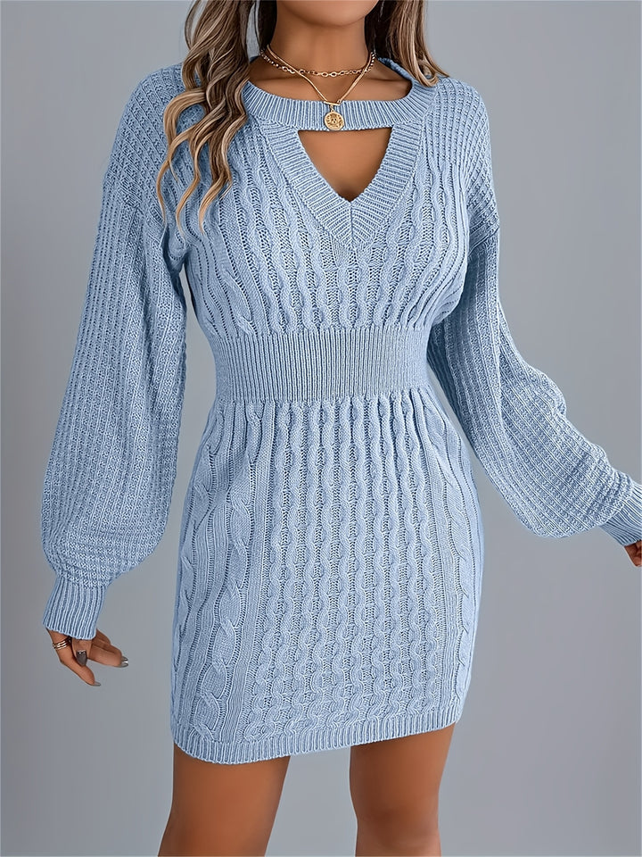 Catherine | Women's Knit Crew Neck Long Sleeve Evening Gown