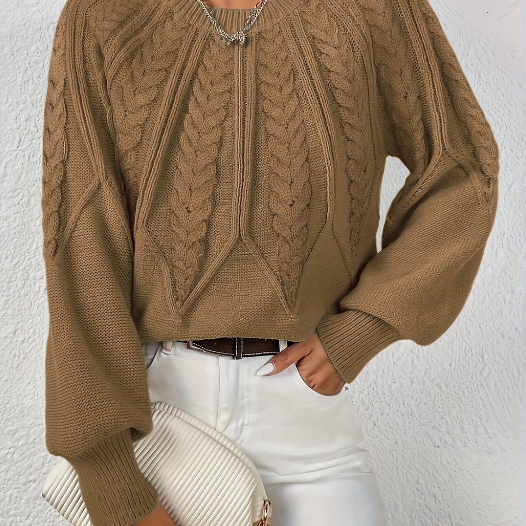 Anselma | Women Raglan Cable Knit Pullover