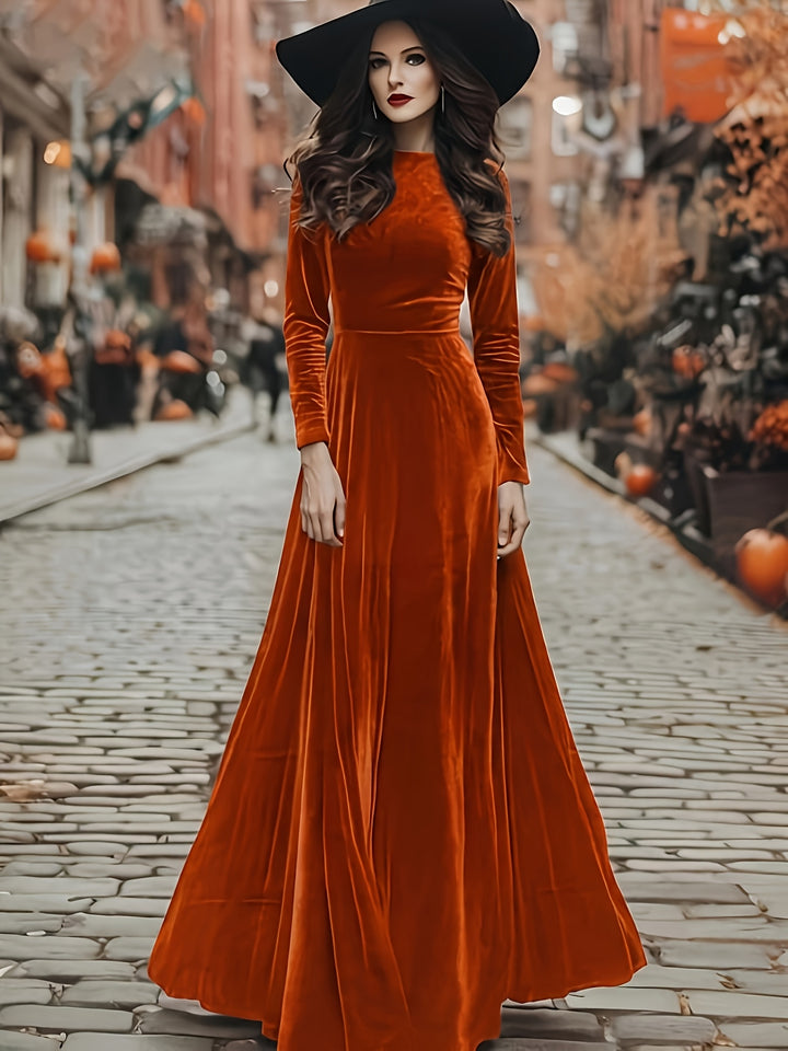 Paisley | Women's Black Plus Size Halloween Velvet Witch Maxi Dress