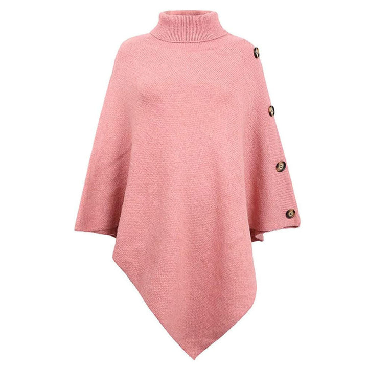 Adeline | Women's Button Trim Turtleneck Poncho Sweater