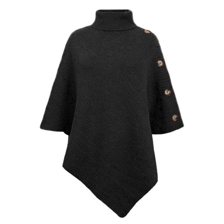 Adeline | Women's Button Trim Turtleneck Poncho Sweater