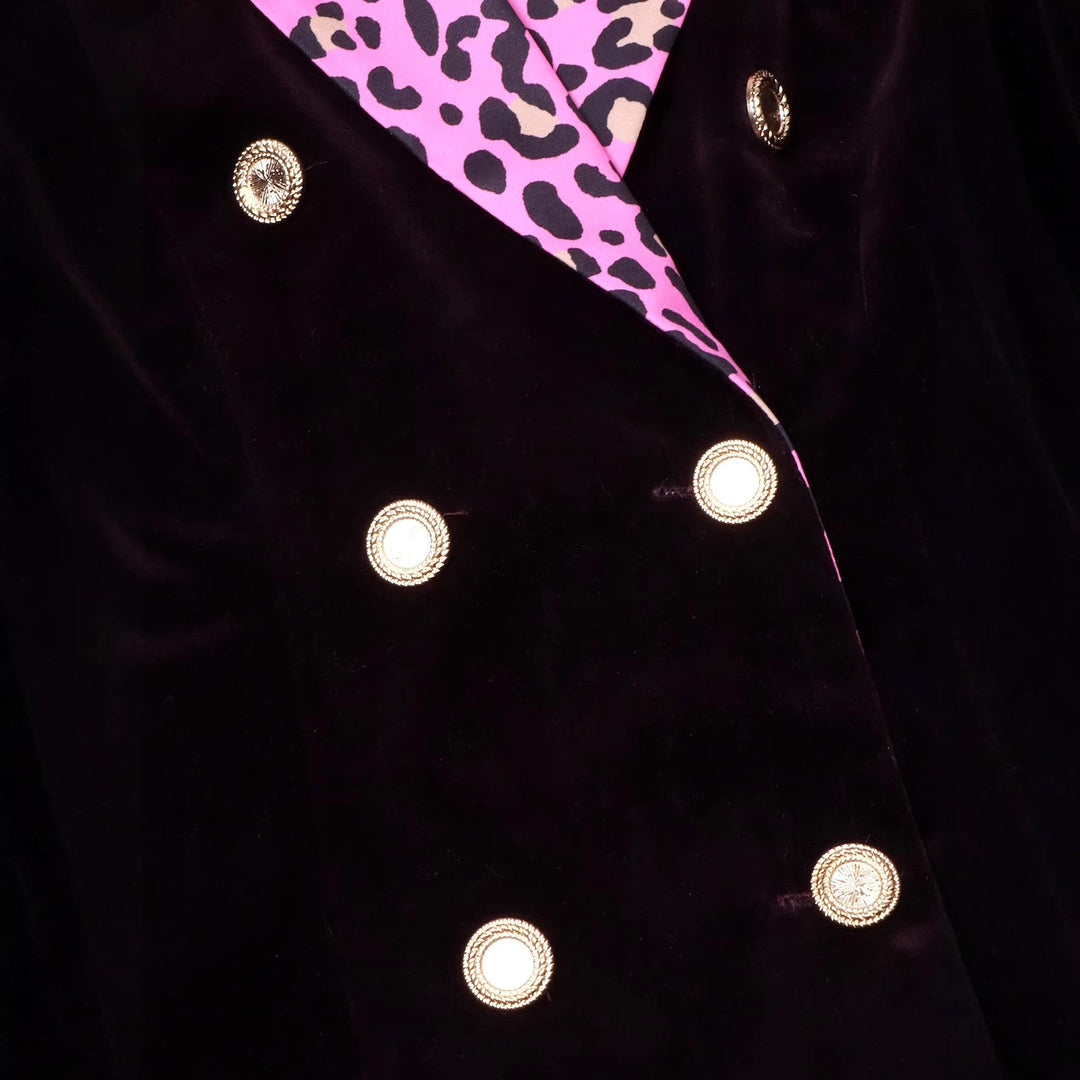 Avice | Women Leopard Collar Velvet Blazer