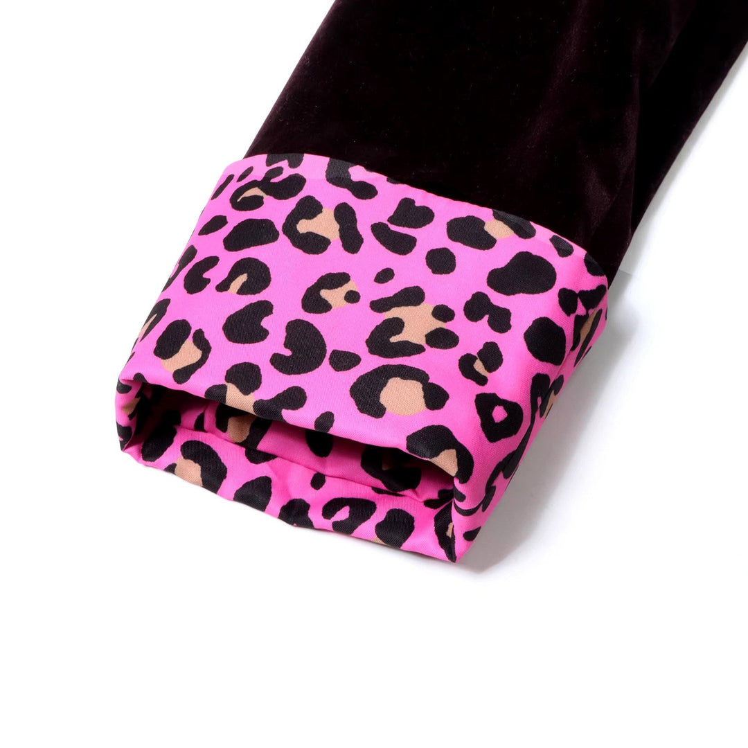 Avice | Women Leopard Collar Velvet Blazer