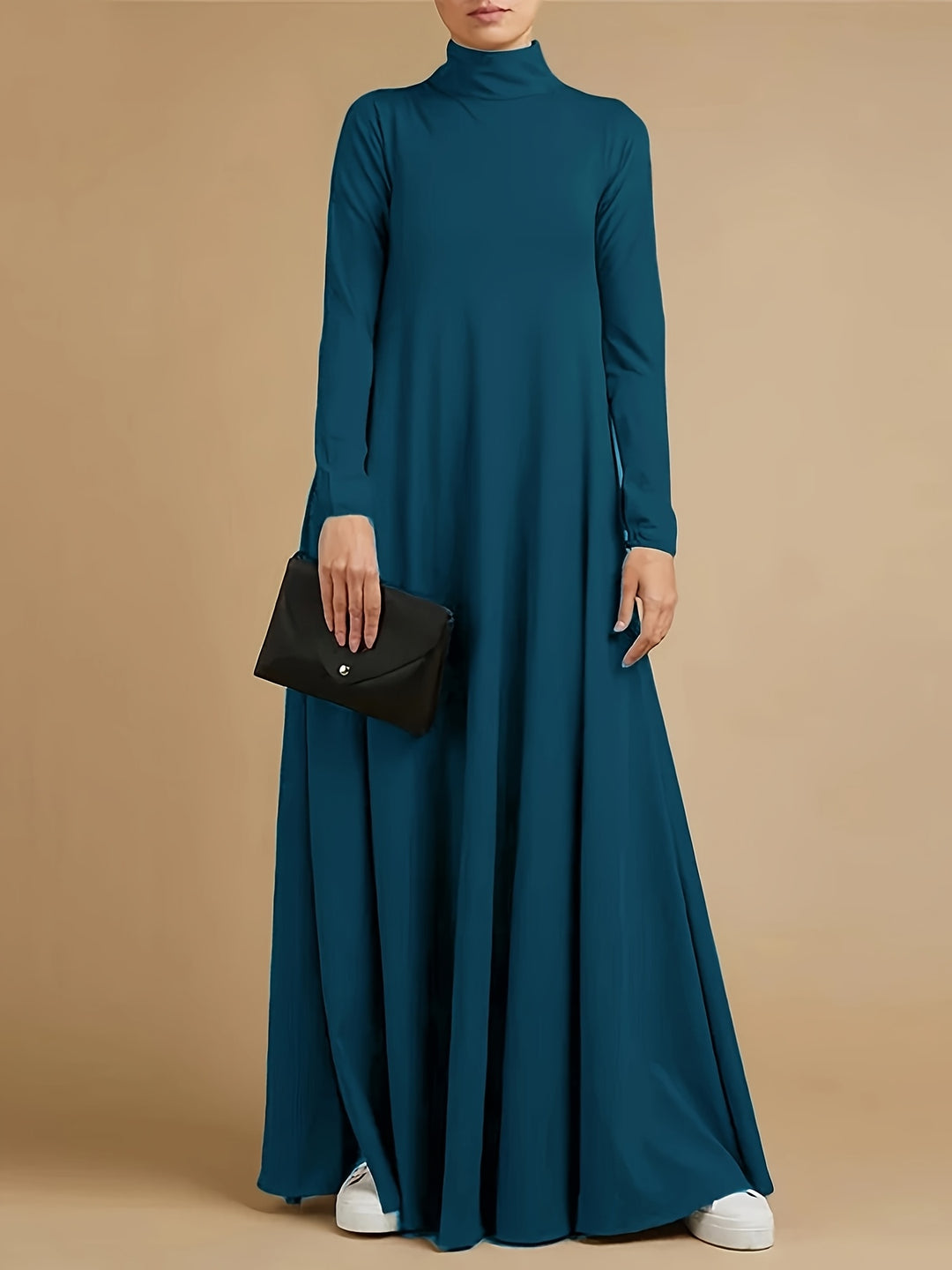 Nancy | Women's Knit High Neck Long Sleeve Casual Maxi Dress