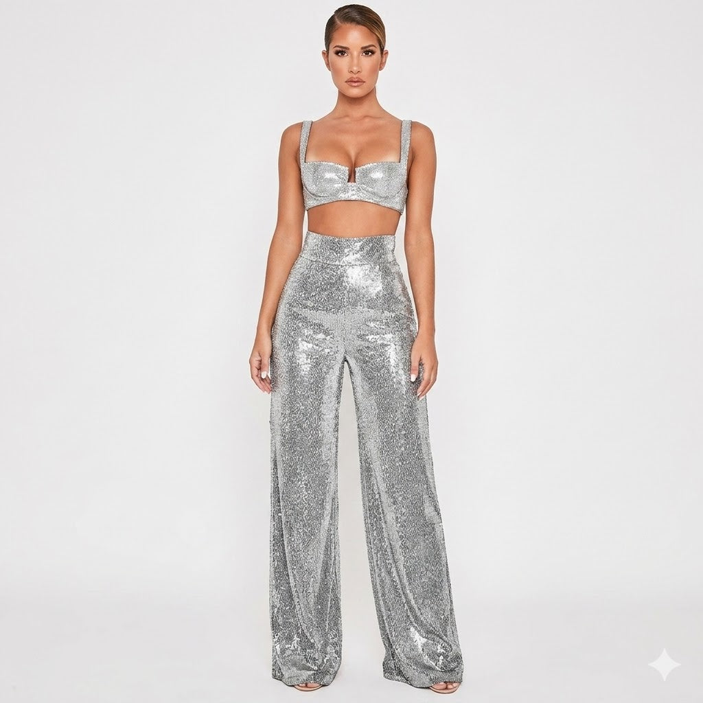 Eithne | Women High Waist Glitter Pants
