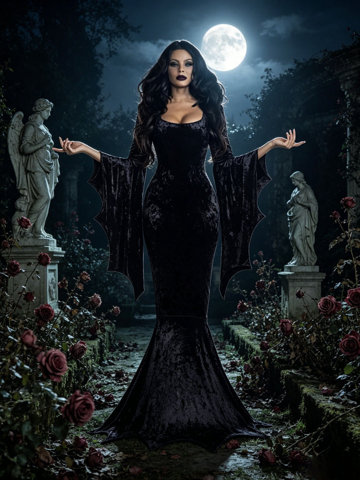 Nessa | Women's Black Plus Size Halloween Bat Witch Costume Dress