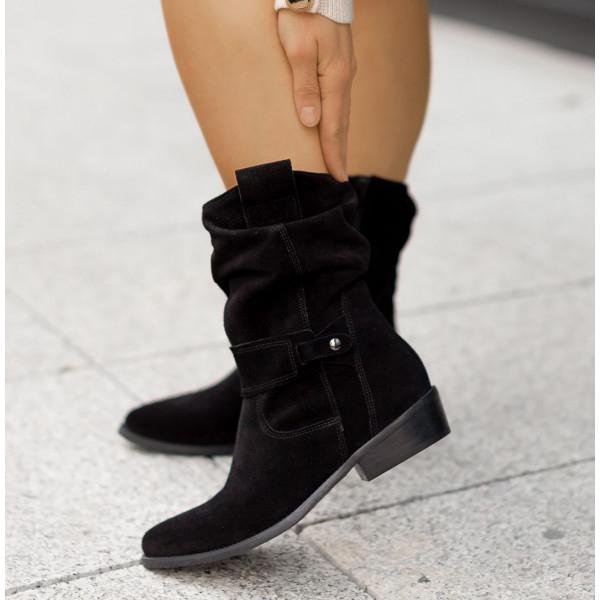 Richenda | Women Slouch Buckle Ankle Boots