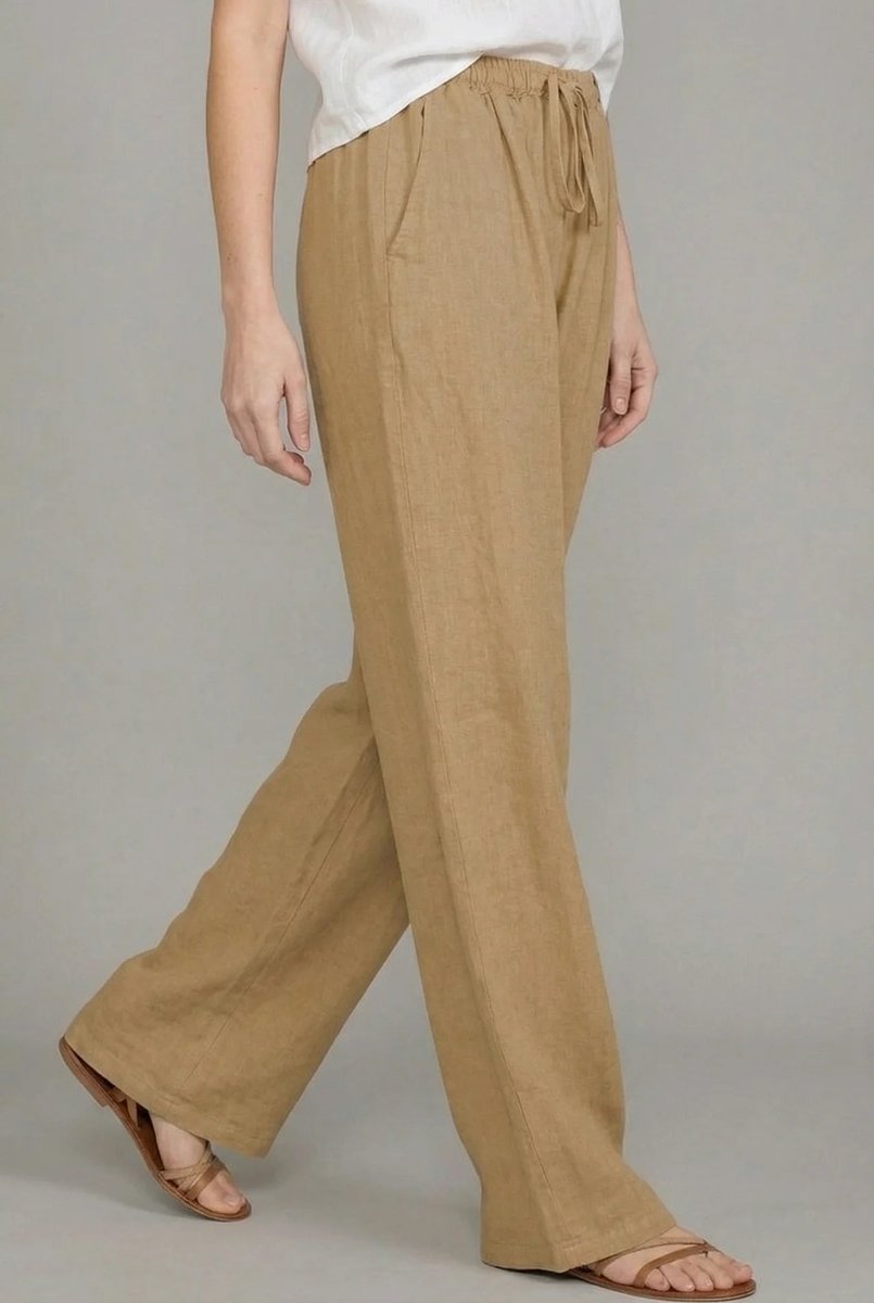 High Rise Drawstring Elastic Waist Pocket Wide Leg Palazzo Trouser Pants