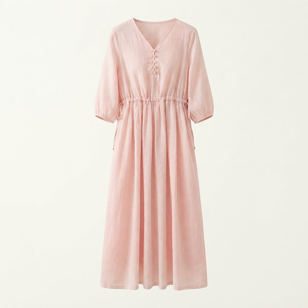 Tegan | Women Drawstring V Neck Maxi Dress