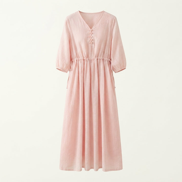 Tegan | Women Drawstring V Neck Maxi Dress