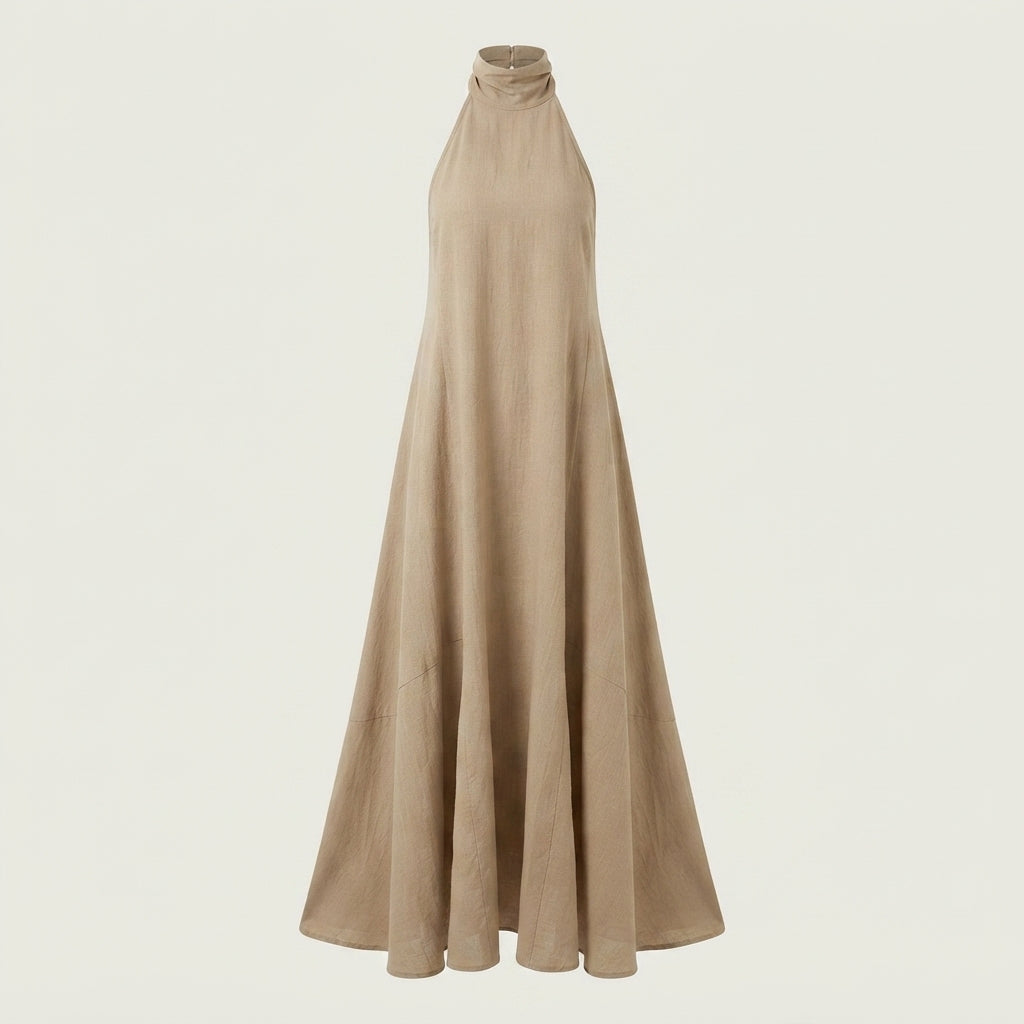 Aerona | Women Halter Neck Flowy Maxi Dress