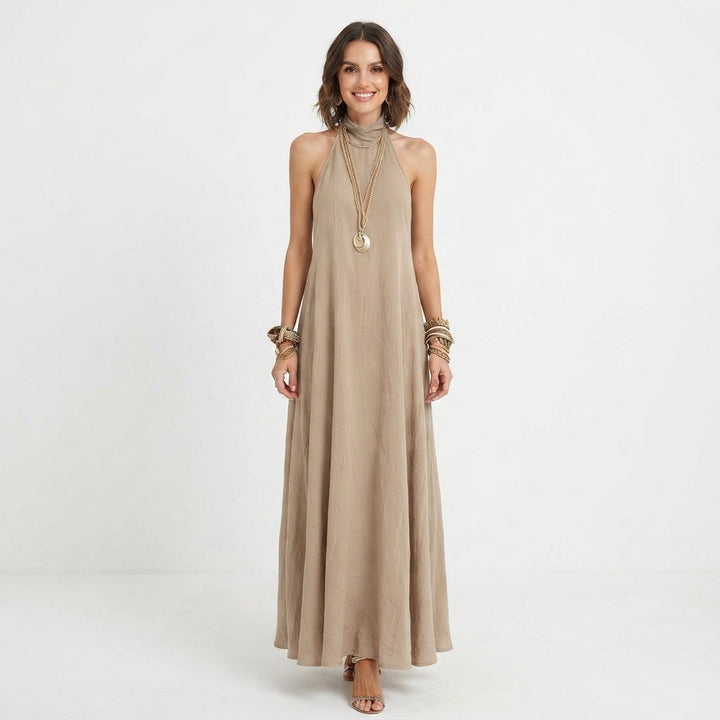Aerona | Women Halter Neck Flowy Maxi Dress
