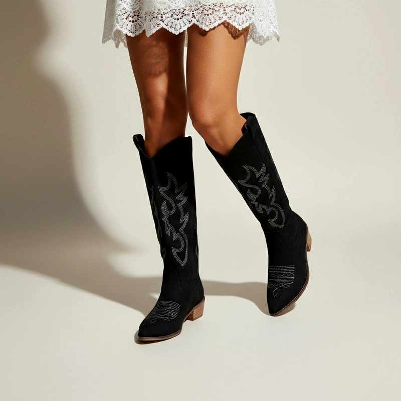 Ingeborg | Women Embroidered Pointed Toe Boots