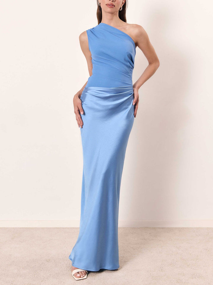 Berhtgyth | Women One Shoulder Satin Holiday Dress