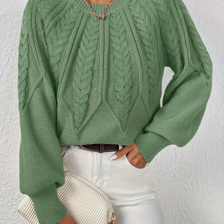 Anselma | Women Raglan Cable Knit Pullover