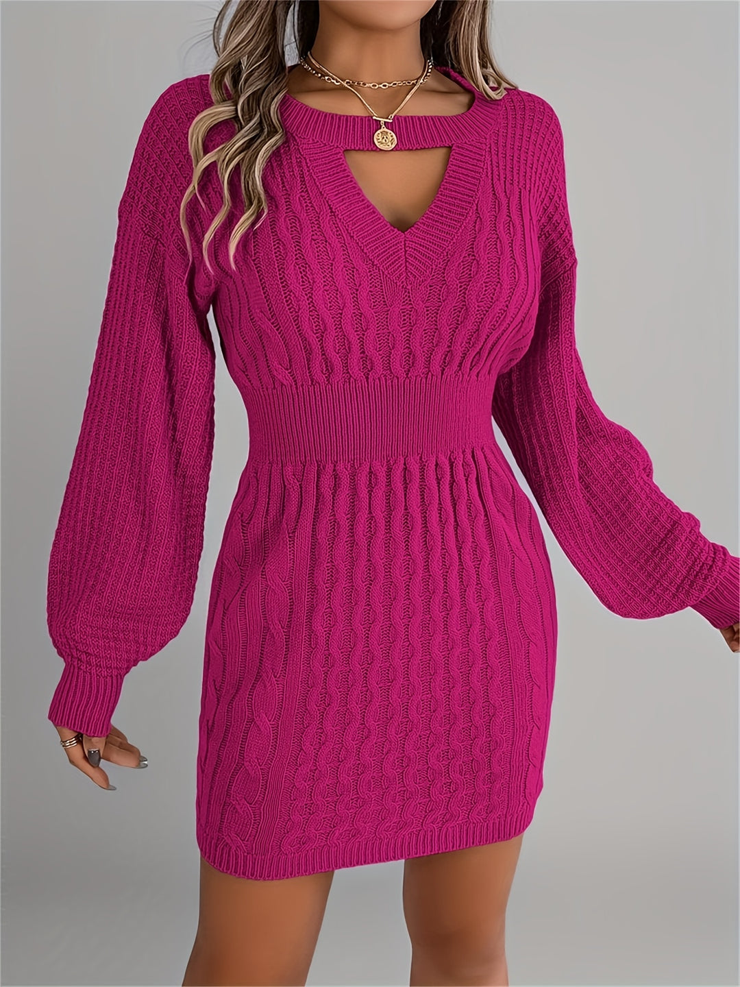 Catherine | Women's Knit Crew Neck Long Sleeve Evening Gown