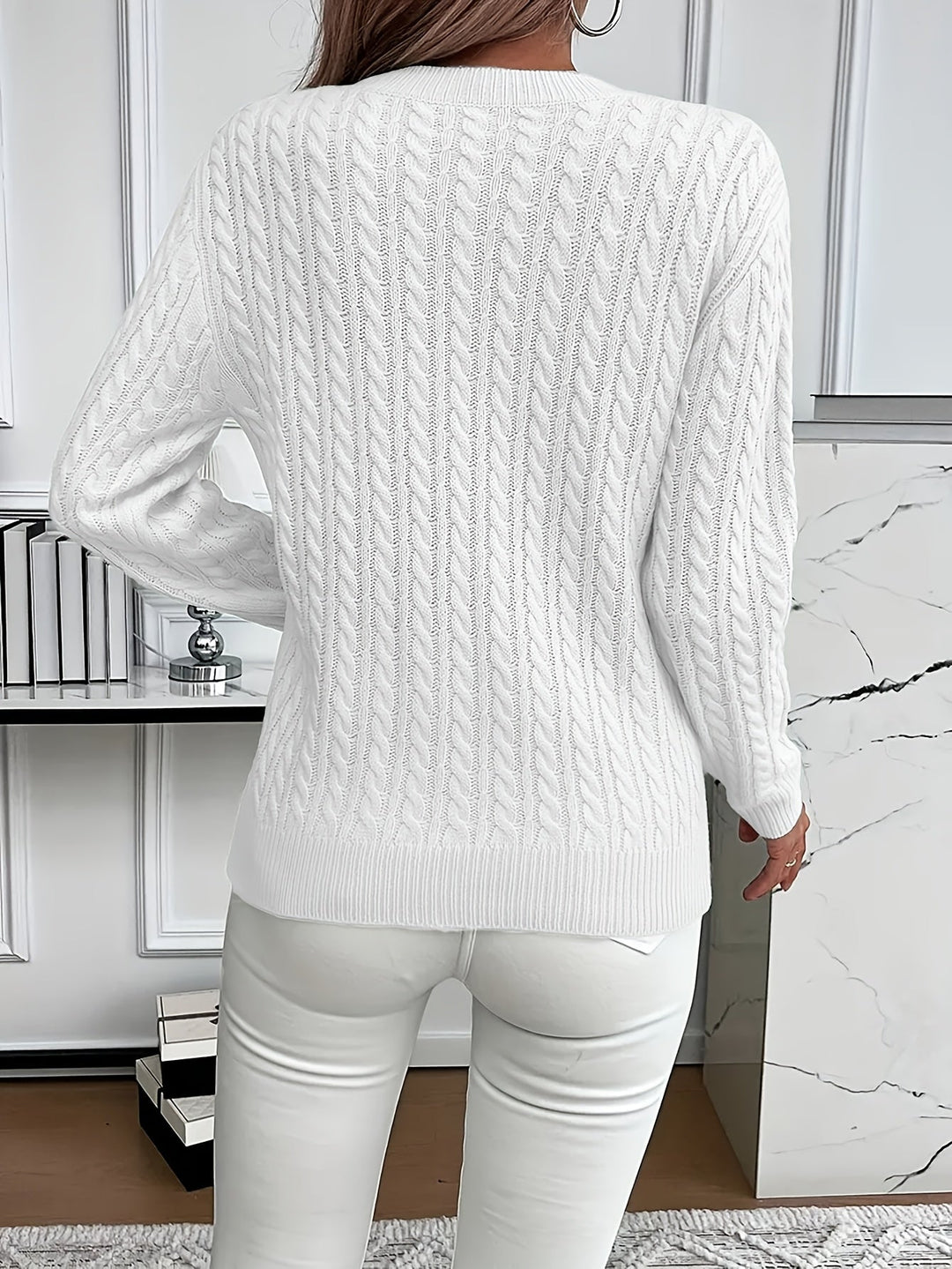 Aeron | Women Crew Cable Knit Pullover