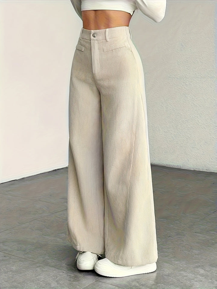 Endelyn | Women High Waist Corduroy Flowy Pants